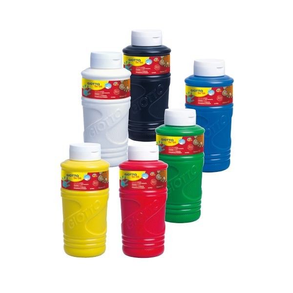Fingermalfarben Grundfarben Mix-Set - weiß, schwarz, gelb, rot, grün blau - in 750 ml Flaschen