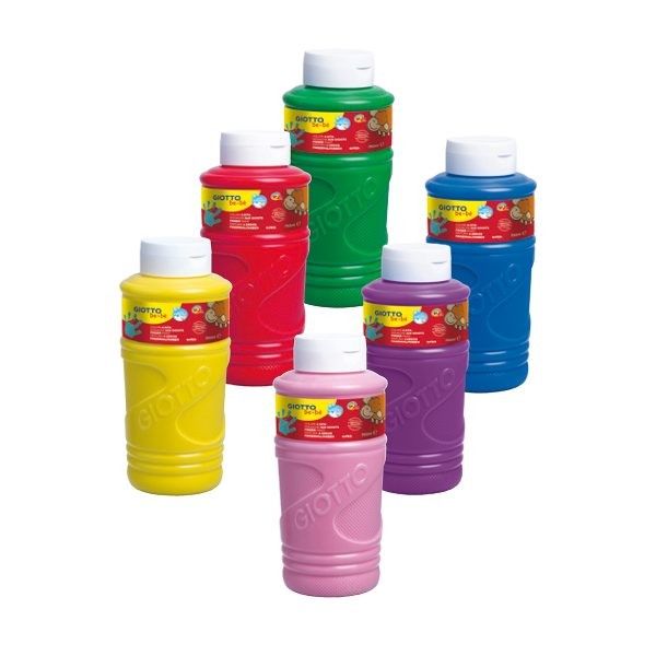 GIOTTO be-bè Fingermalfarben Regenbogenset - rot, blau, gelb, grün, pink, lila - in 750 ml Flaschen