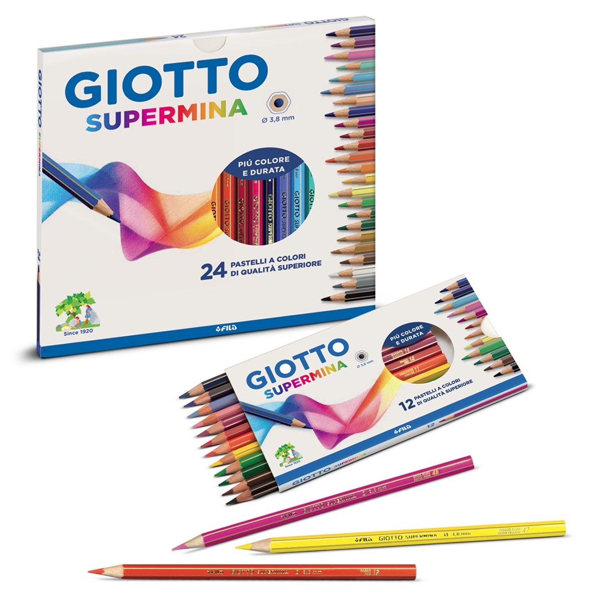 Pastelli Giotto Supermina Confezione da 18 + 2 matite Lyra Temagraph -  Giotto - Cartoleria e scuola