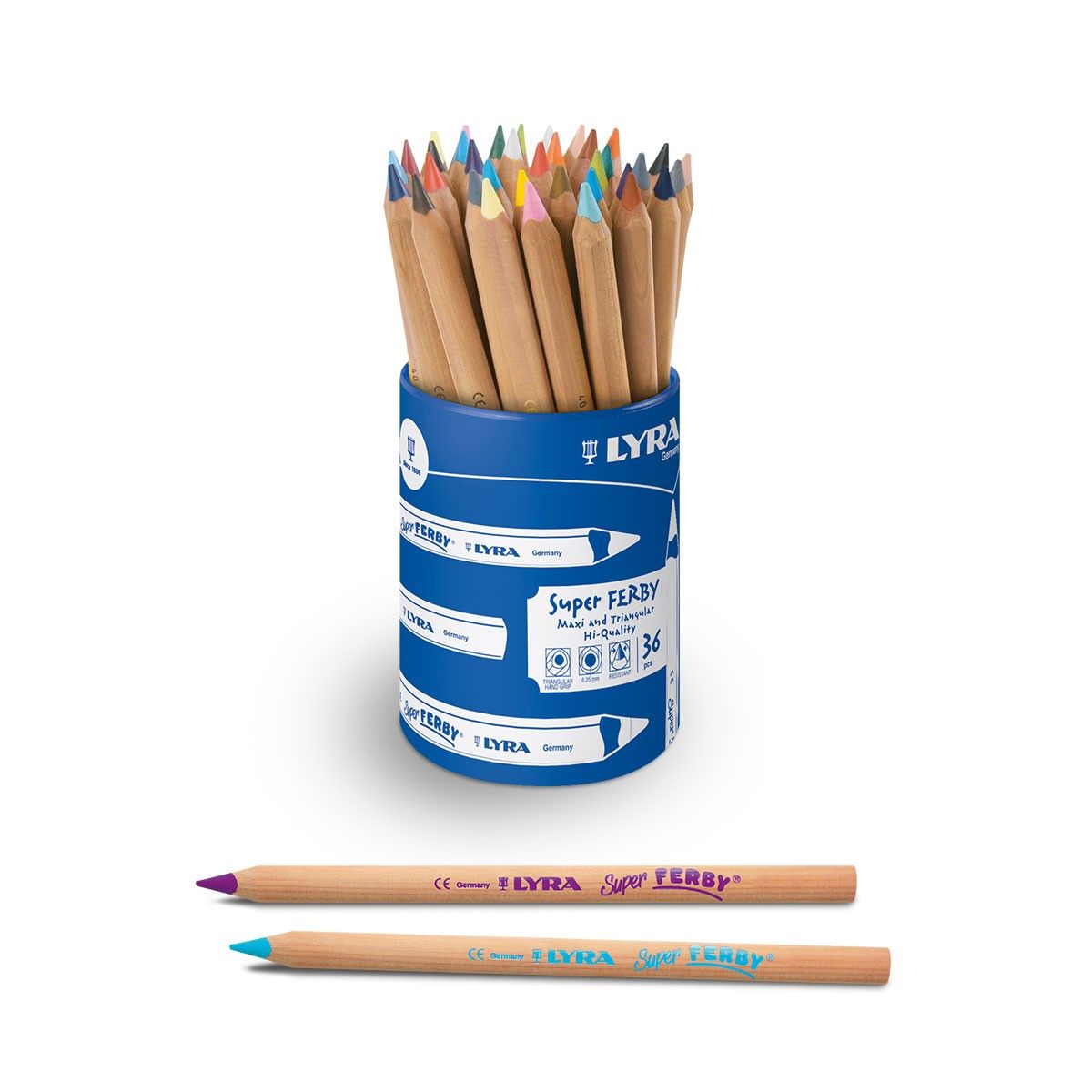 LYRA Ferby Wooden Chunky Coloured Pencils, 36 Pieces in Assorted