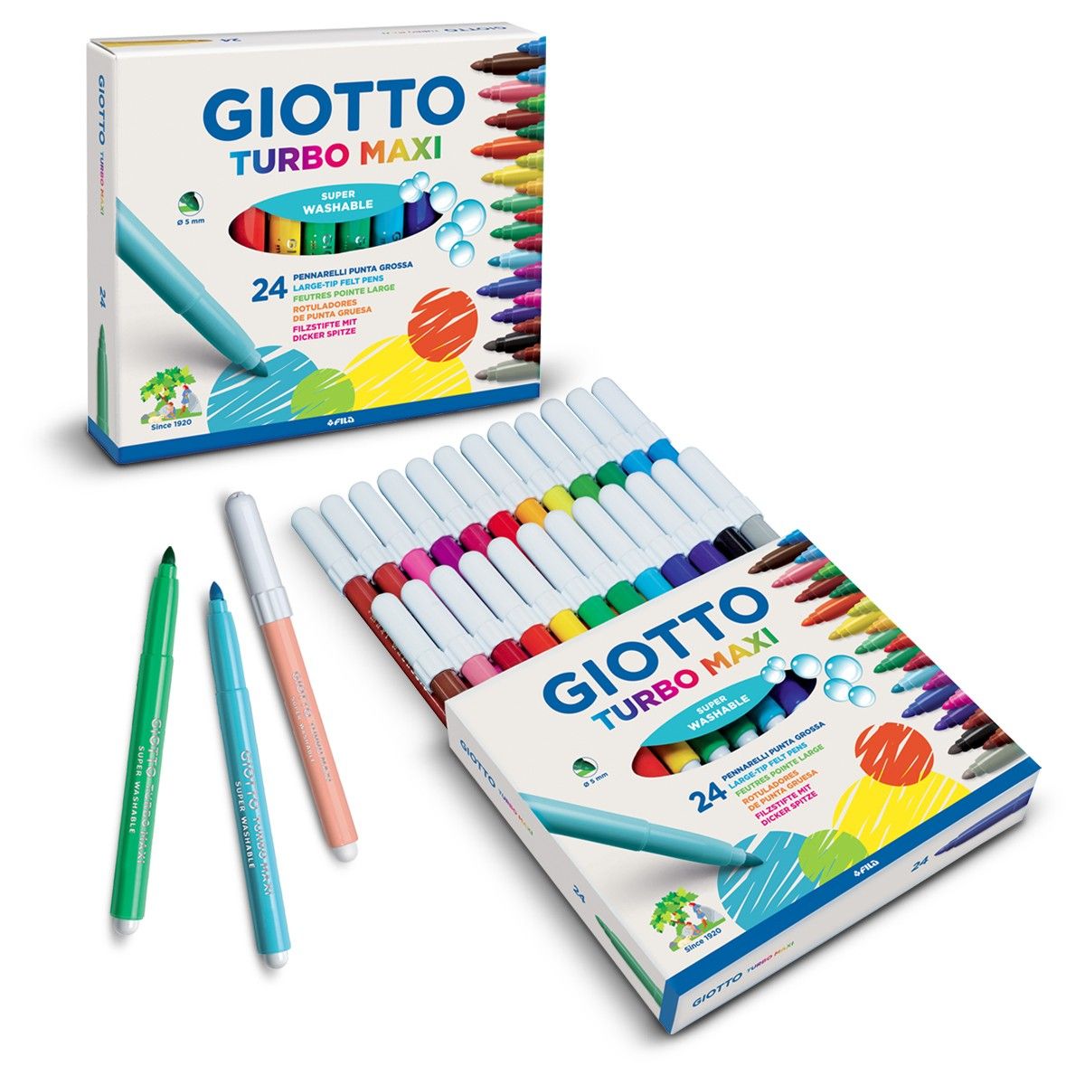 Schoolpack 108 Rotuladores Giotto Turbo Maxi gruesos