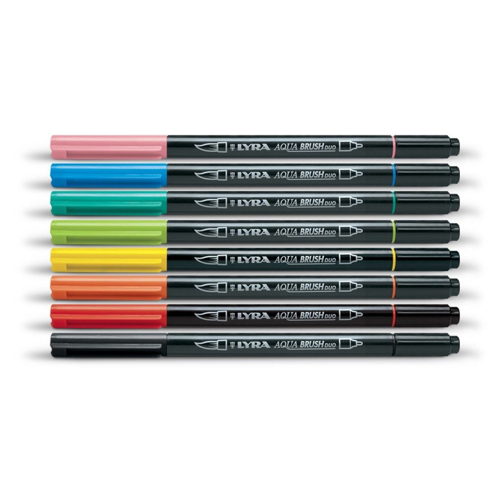 Feutres LYRA Aqua Brush Duo – Set De 6 Double-pointe Couleurs Pastel, Pinceau Et Fine, Idéal Pour Aquarelle Et Dessin