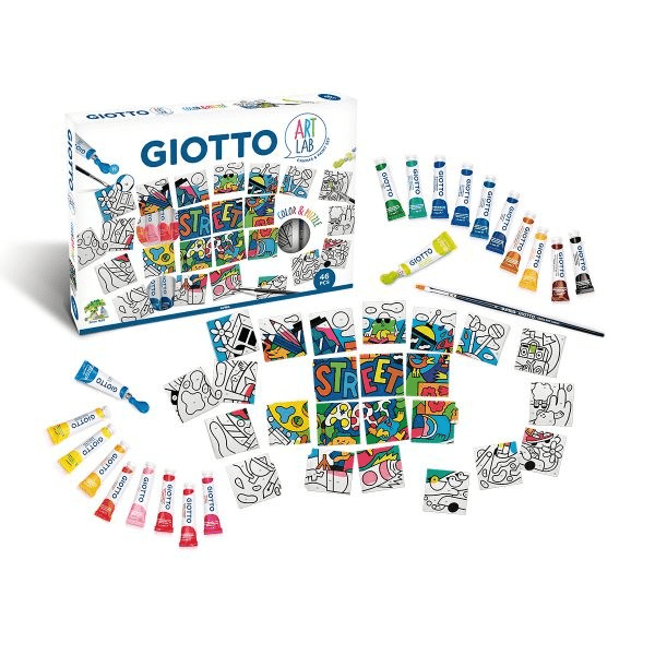 GIOTTO Art Lab Lettering Set – 45-teilig In Weiß | Mit Pinselstiften, Aquarellfarben, Papier & Anleitung